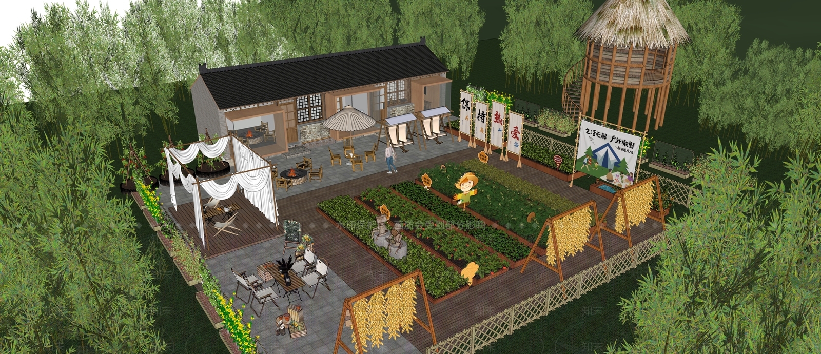 现代乡村庭院SU模型下载【ID:1174872052】