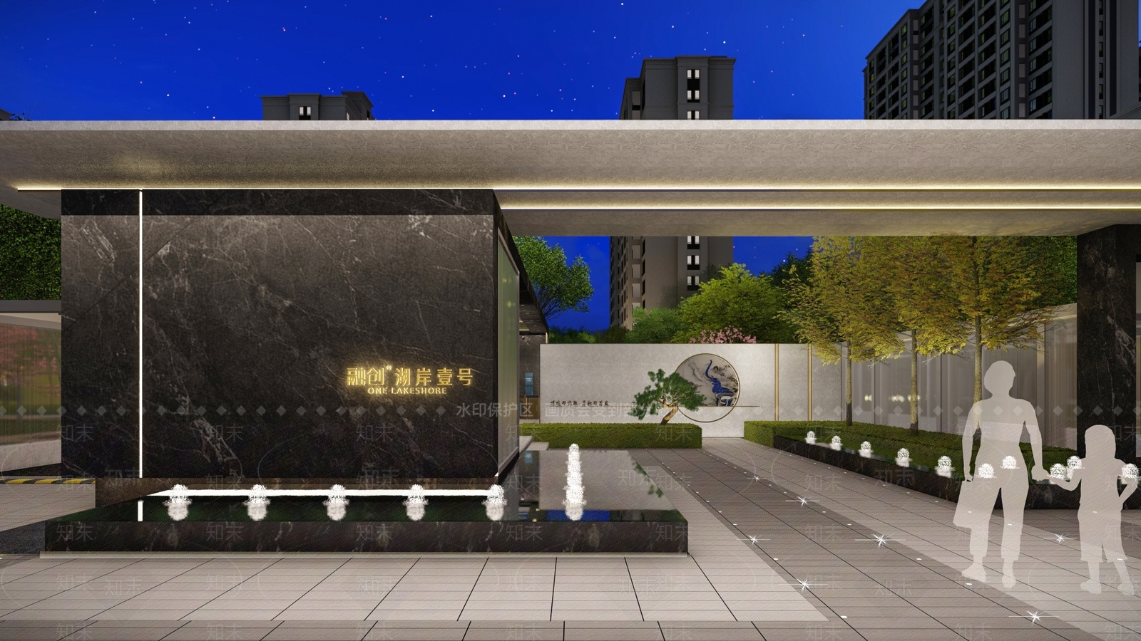 现代新中式小区景观SU模型下载【ID:1174875714】