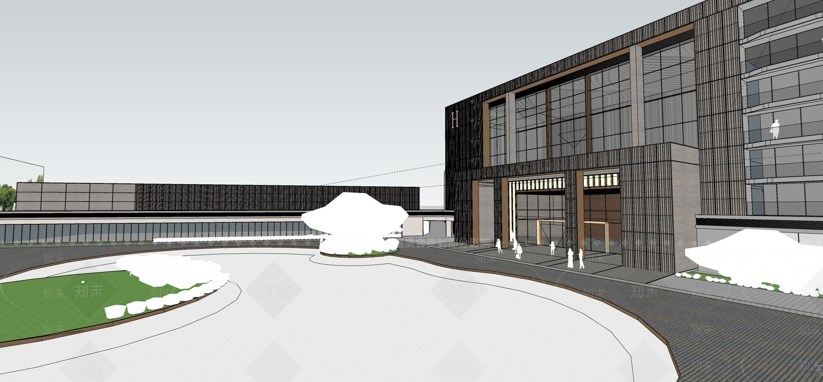 现代酒店建筑SU模型下载【ID:1174876221】