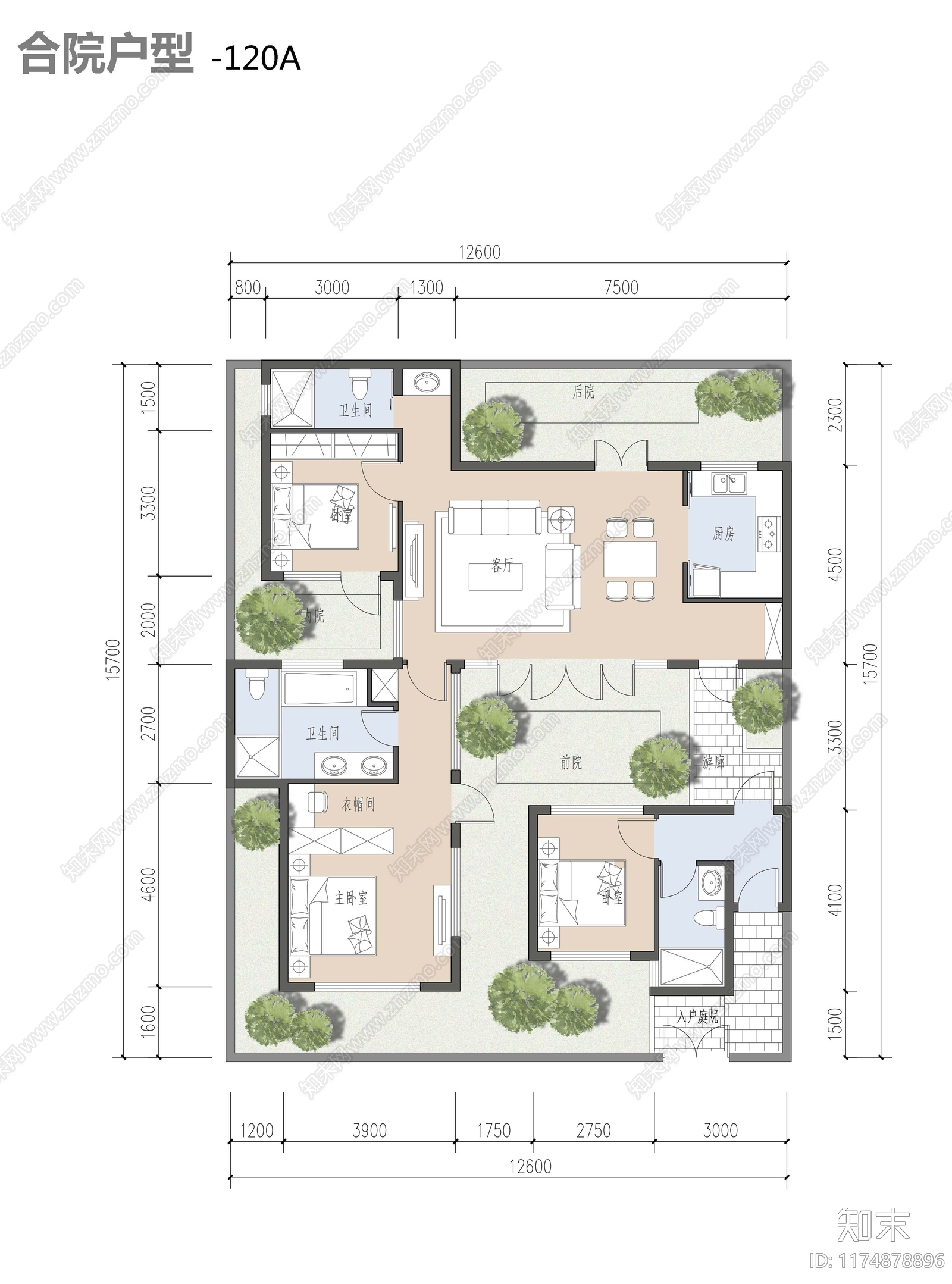 现代新中式别墅建筑施工图下载【ID:1174878896】