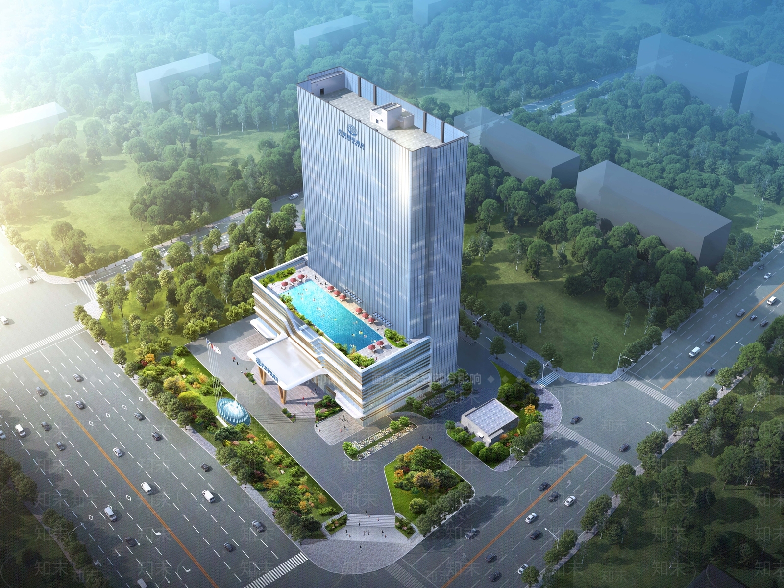 现代酒店建筑SU模型下载【ID:1174880575】
