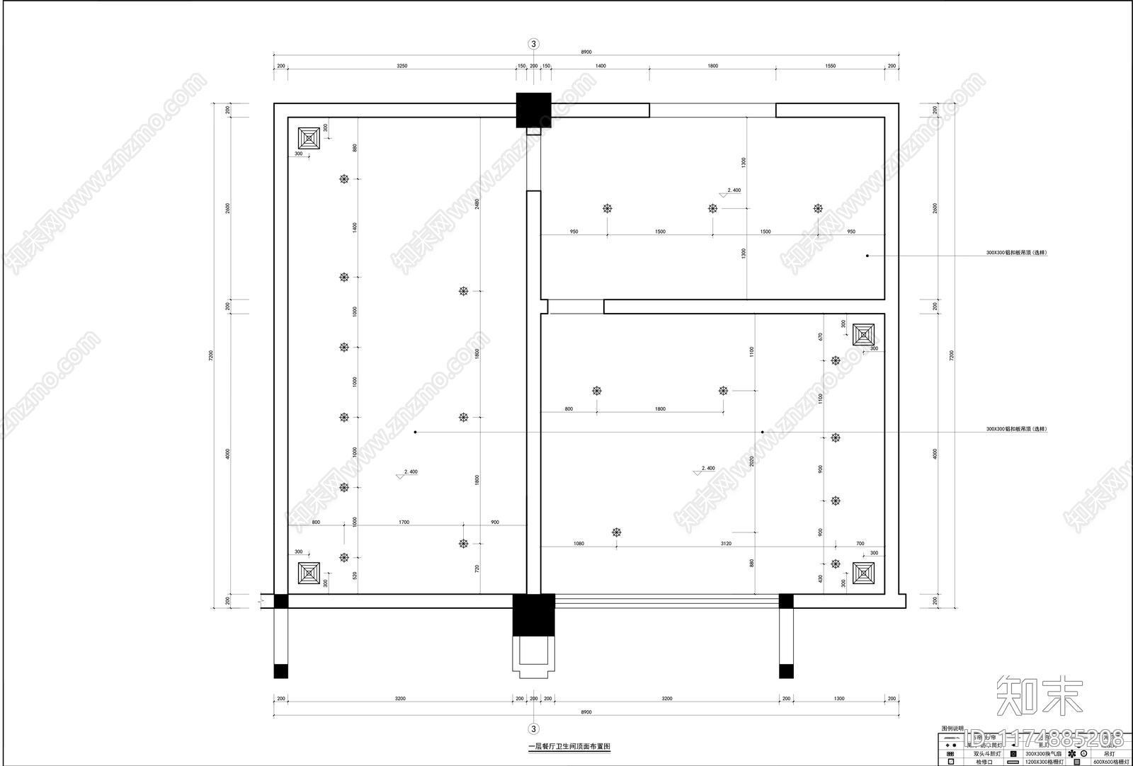 现代新中式公共卫生间cad施工图下载【ID:1174885208】