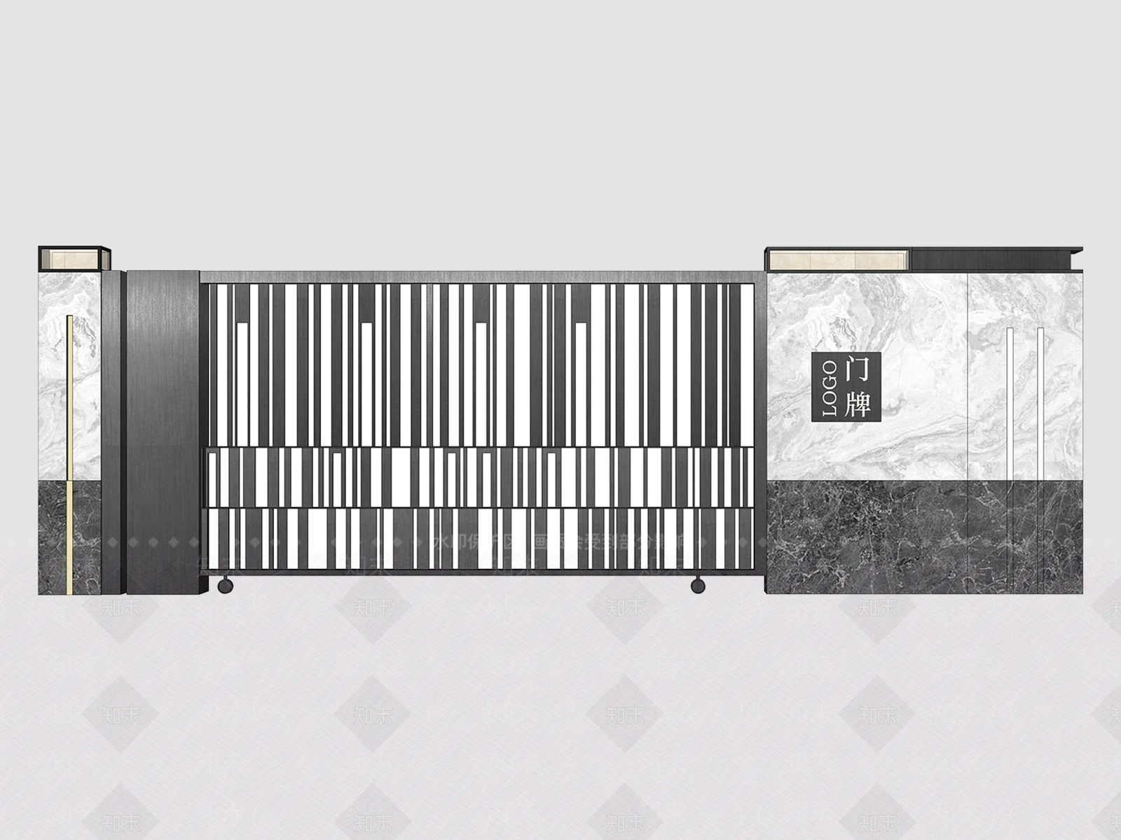 新中式庭院门SU模型下载【ID:1174885294】