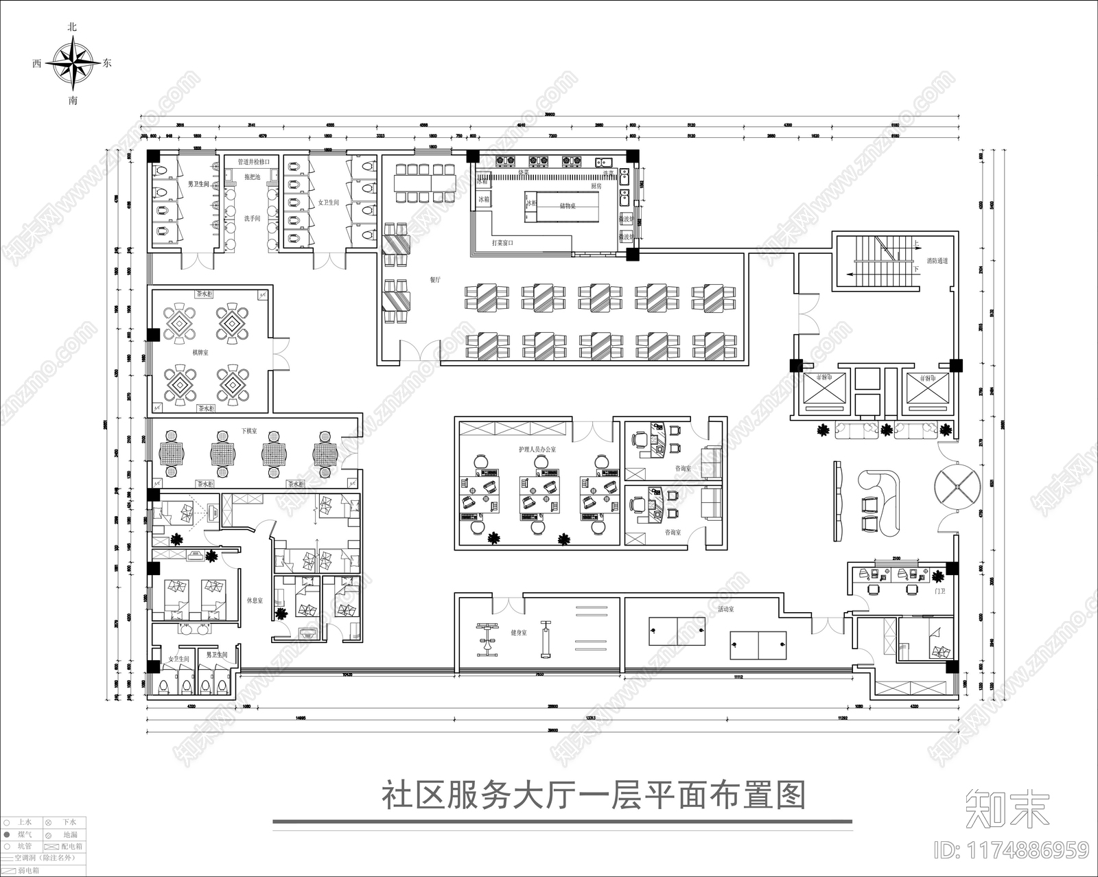 简约服务中心施工图下载【ID:1174886959】