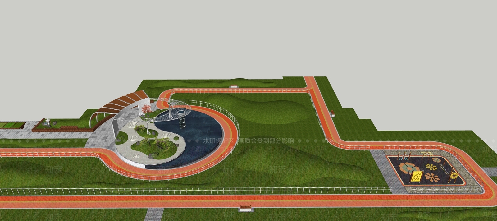 现代景观公园SU模型下载【ID:1174886612】