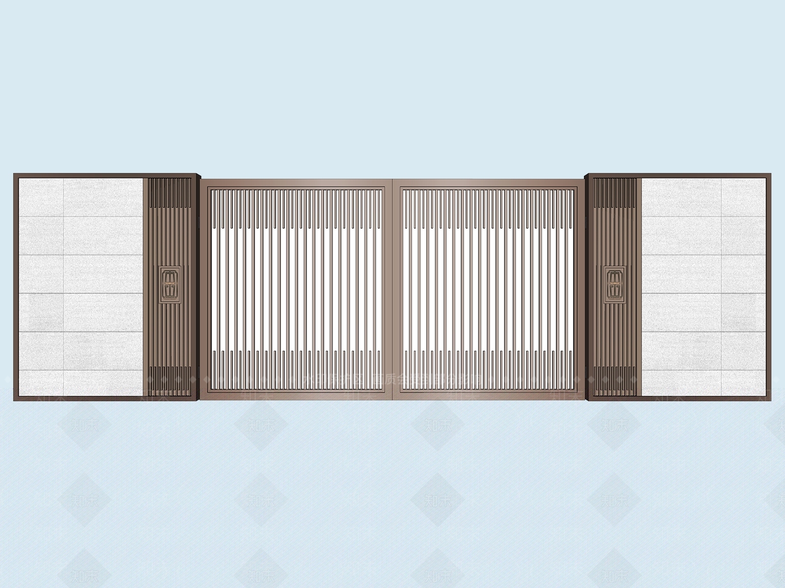 新中式庭院门SU模型下载【ID:1174886858】