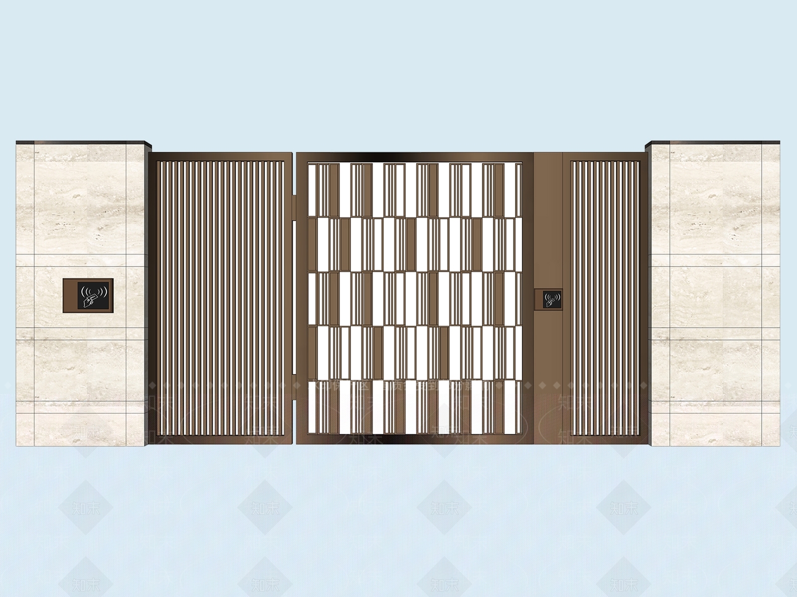新中式庭院门SU模型下载【ID:1174888484】