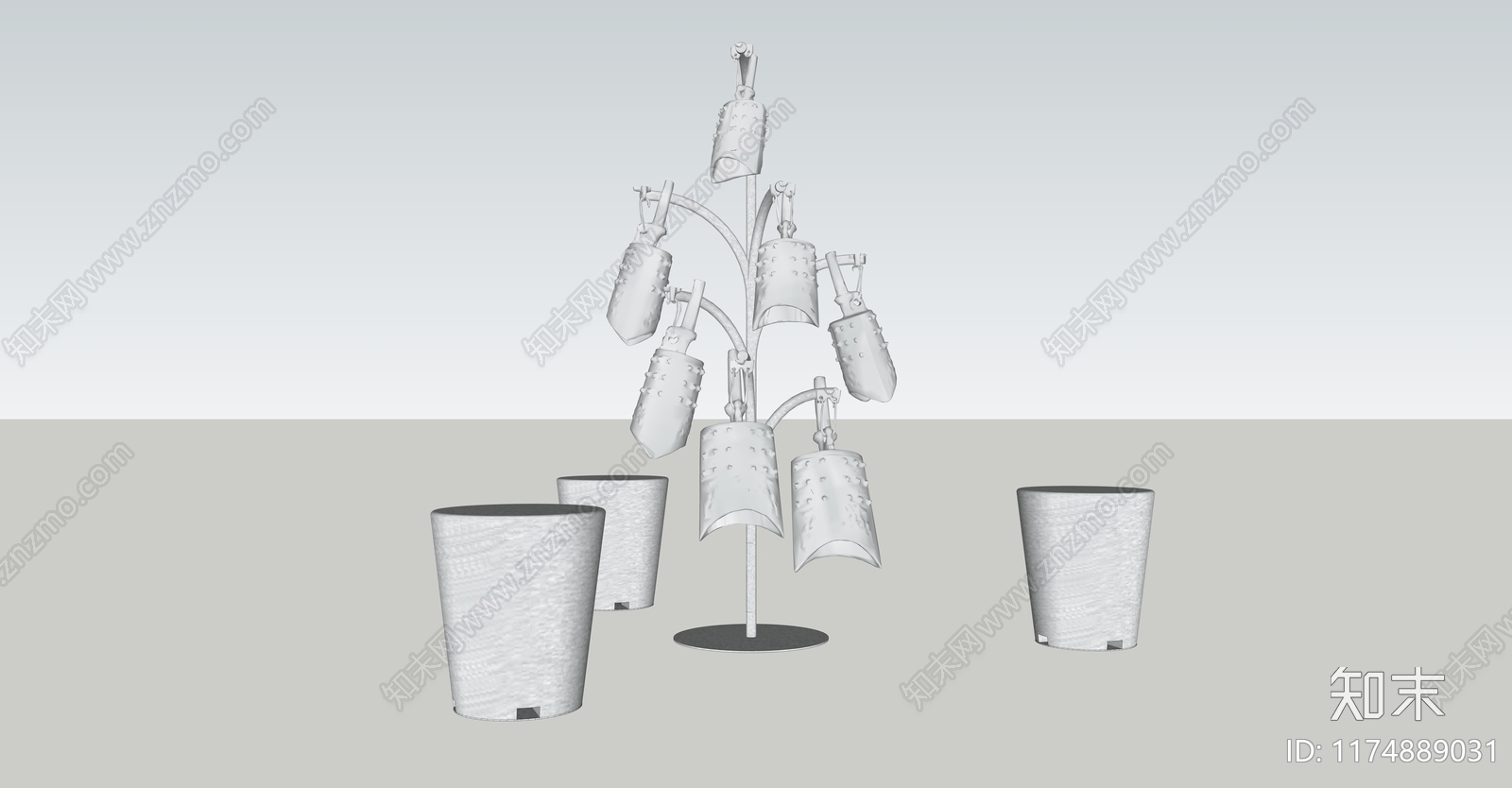 现代中式艺术装置SU模型下载【ID:1174889031】