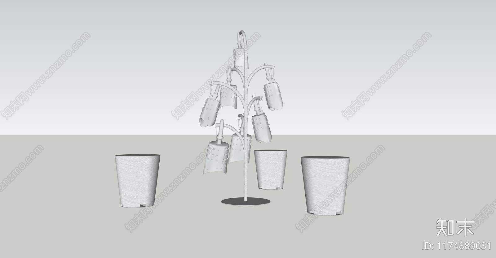 现代中式艺术装置SU模型下载【ID:1174889031】