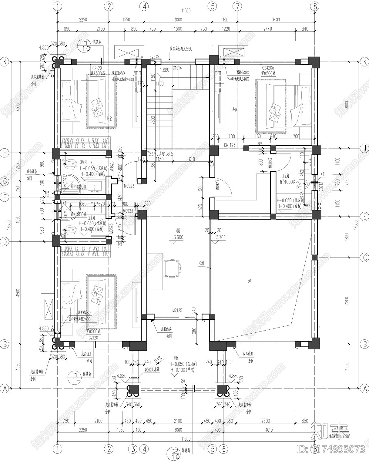 欧式别墅建筑cad施工图下载【ID:1174895073】