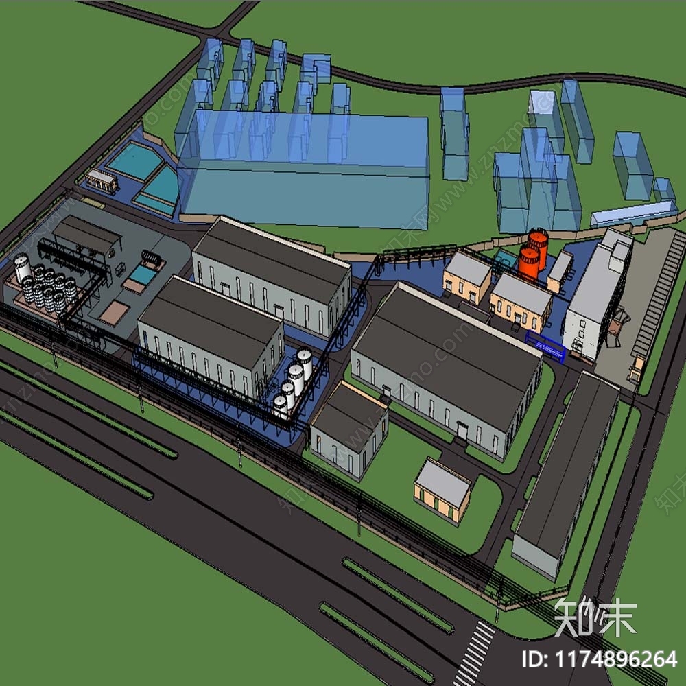 现代厂房SU模型下载【ID:1174896264】
