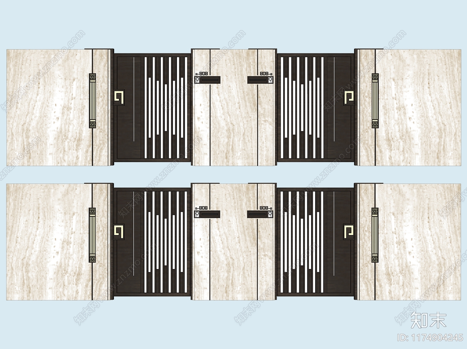 新中式庭院门SU模型下载【ID:1174904245】