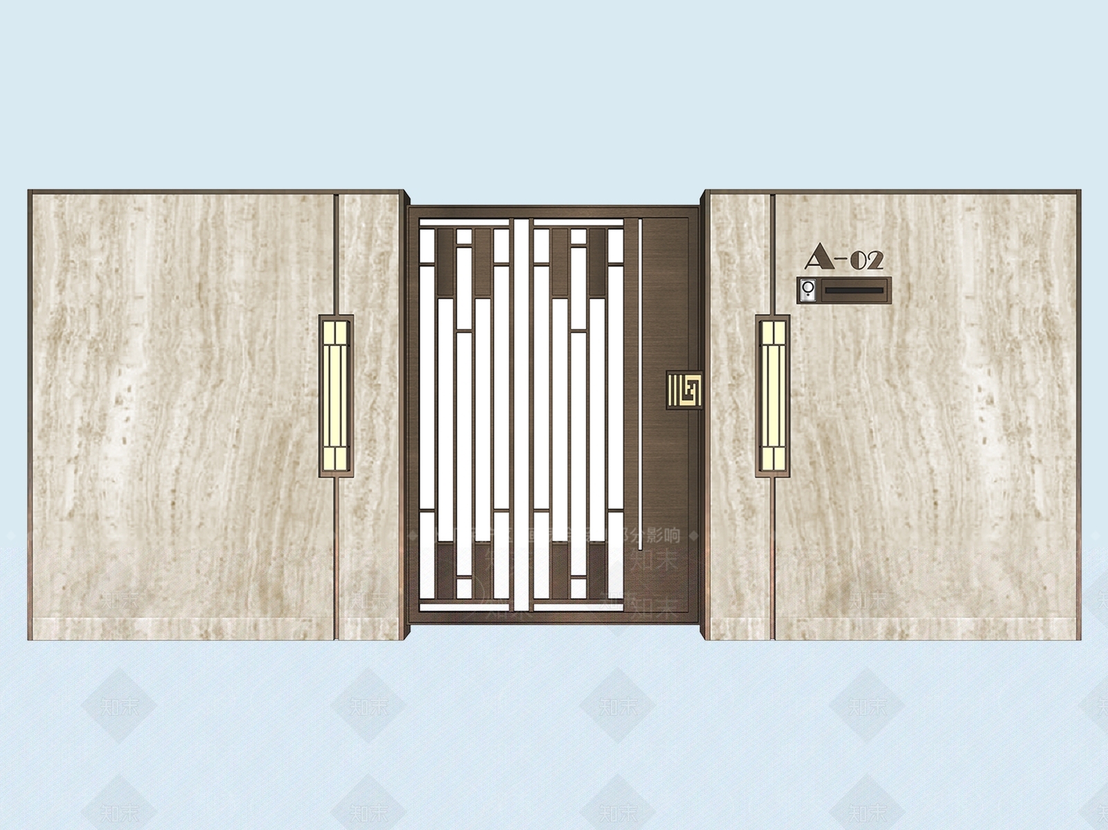 新中式庭院门SU模型下载【ID:1174904979】