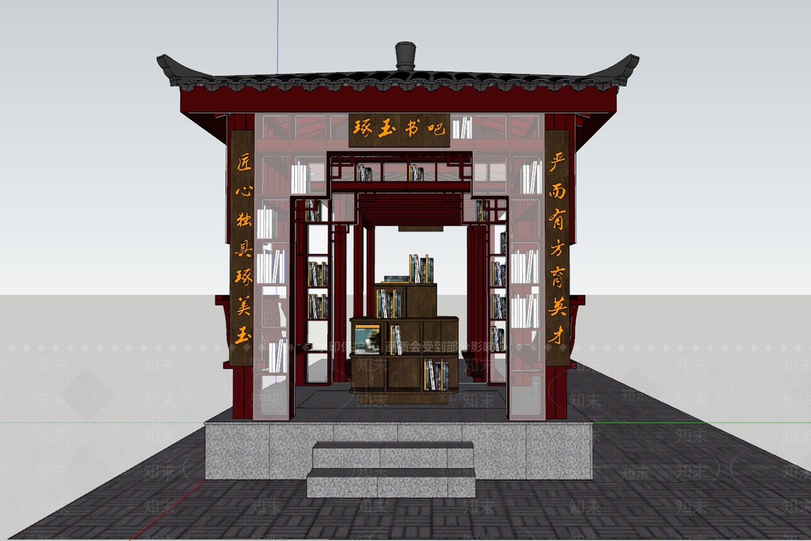 中式校园景观SU模型下载【ID:1174910091】
