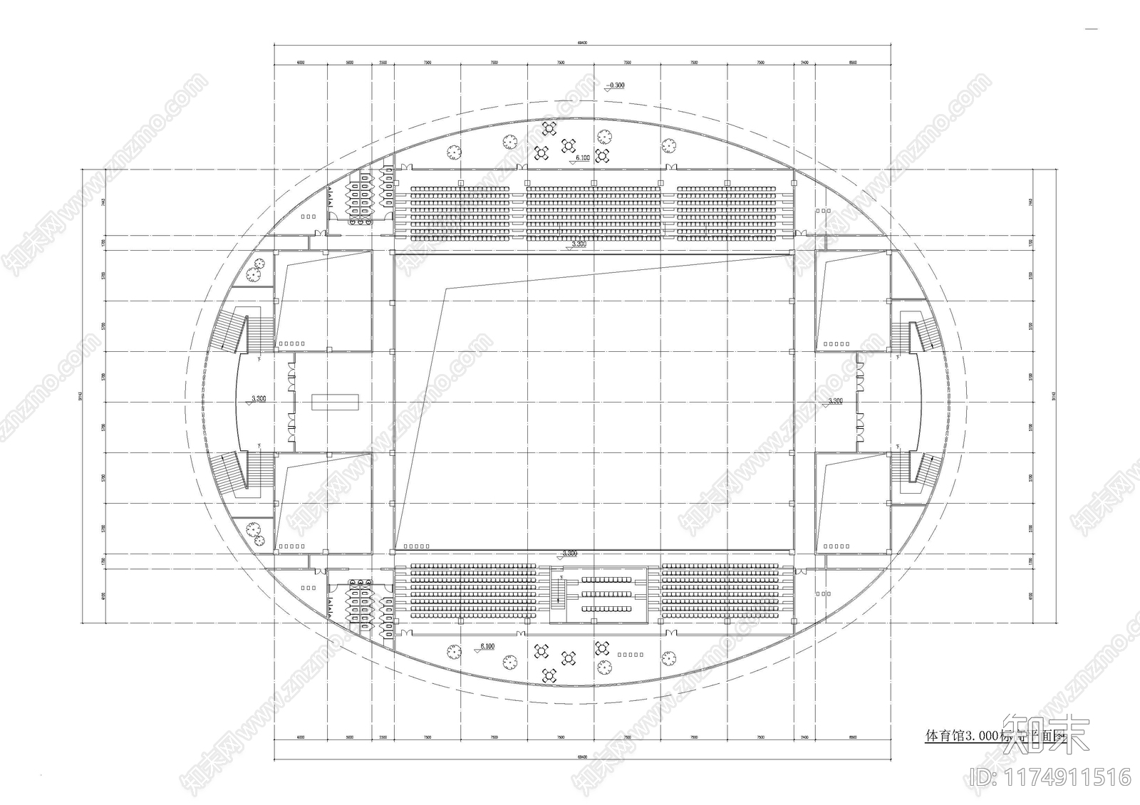 现代体育馆建筑施工图下载【ID:1174911516】