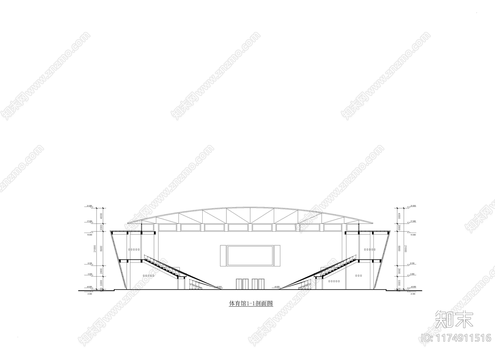 现代体育馆建筑施工图下载【ID:1174911516】