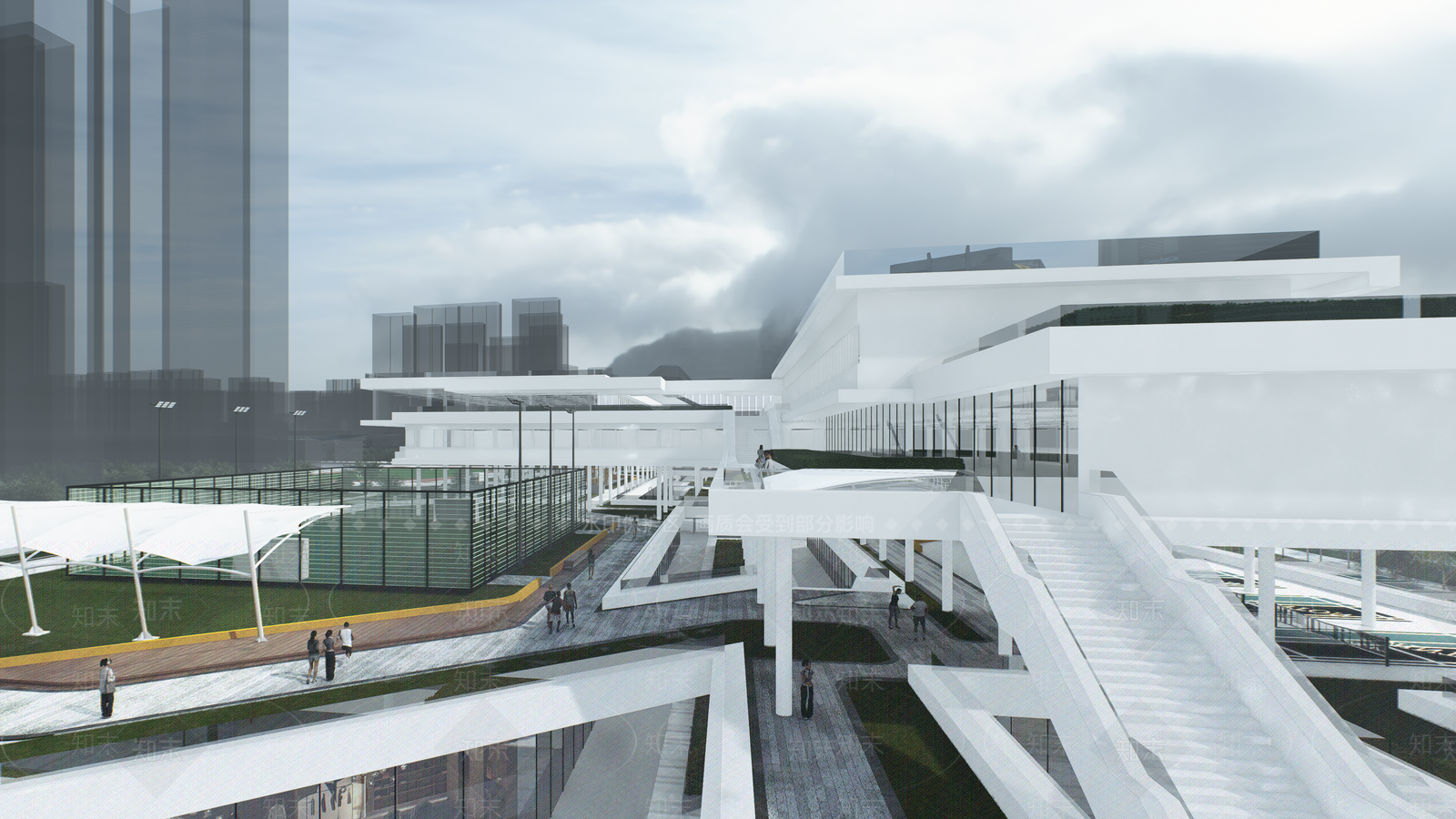 现代极简体育建筑SU模型下载【ID:1174916519】