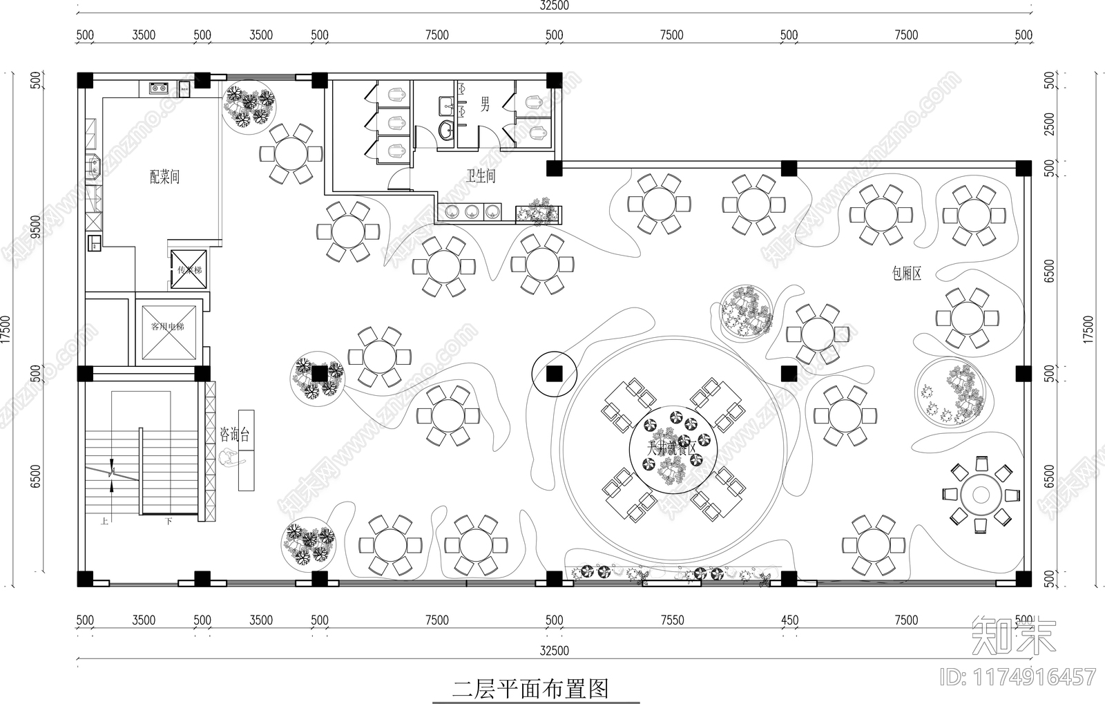 中餐厅cad施工图下载【ID:1174916457】