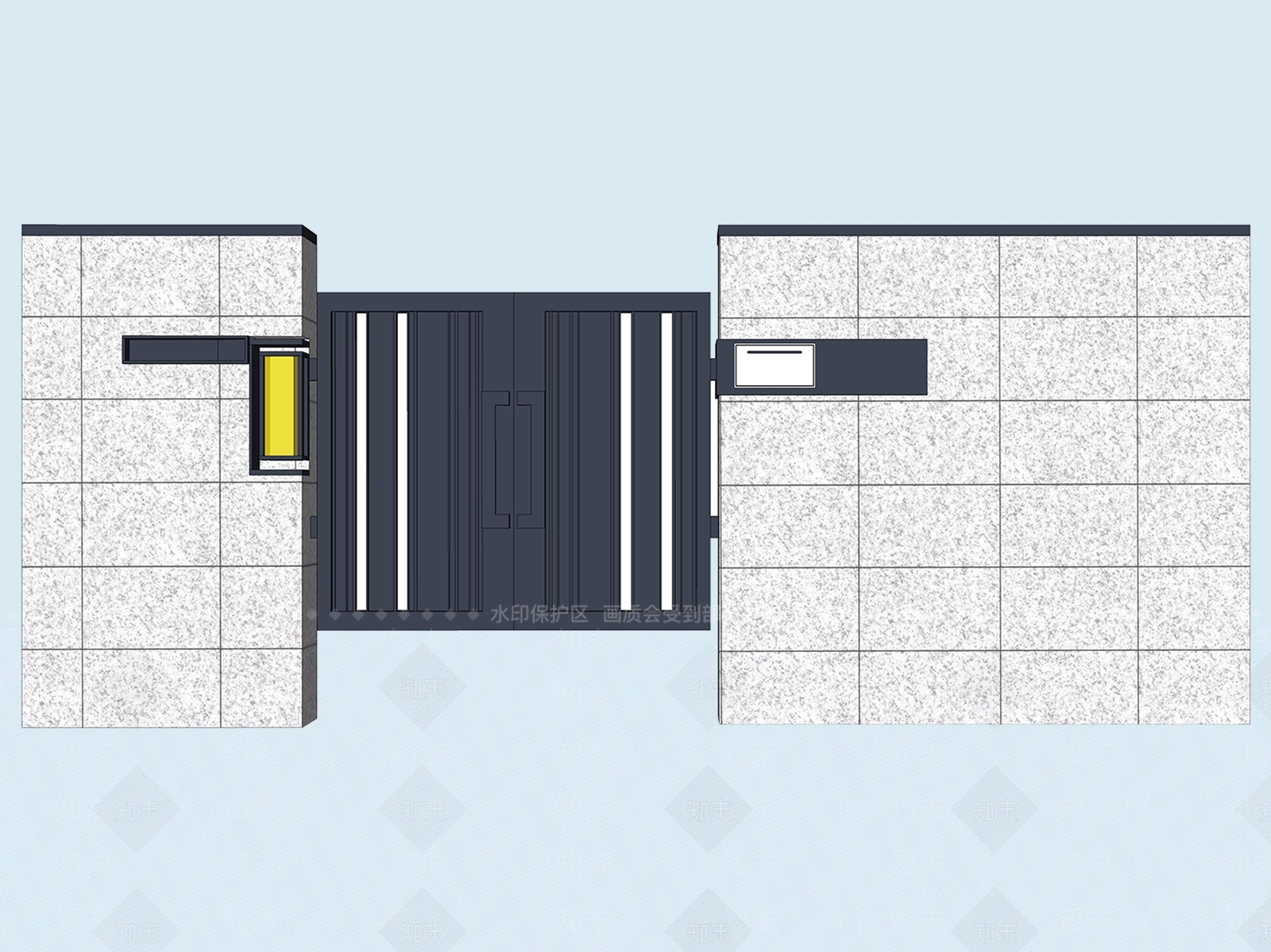 新中式庭院门SU模型下载【ID:1174921954】