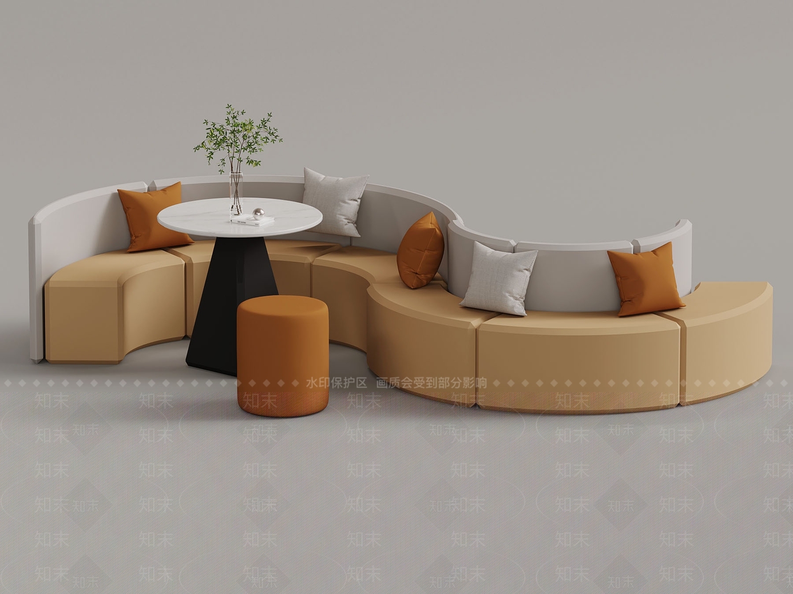 现代卡座沙发3D模型下载【ID:1174923316】