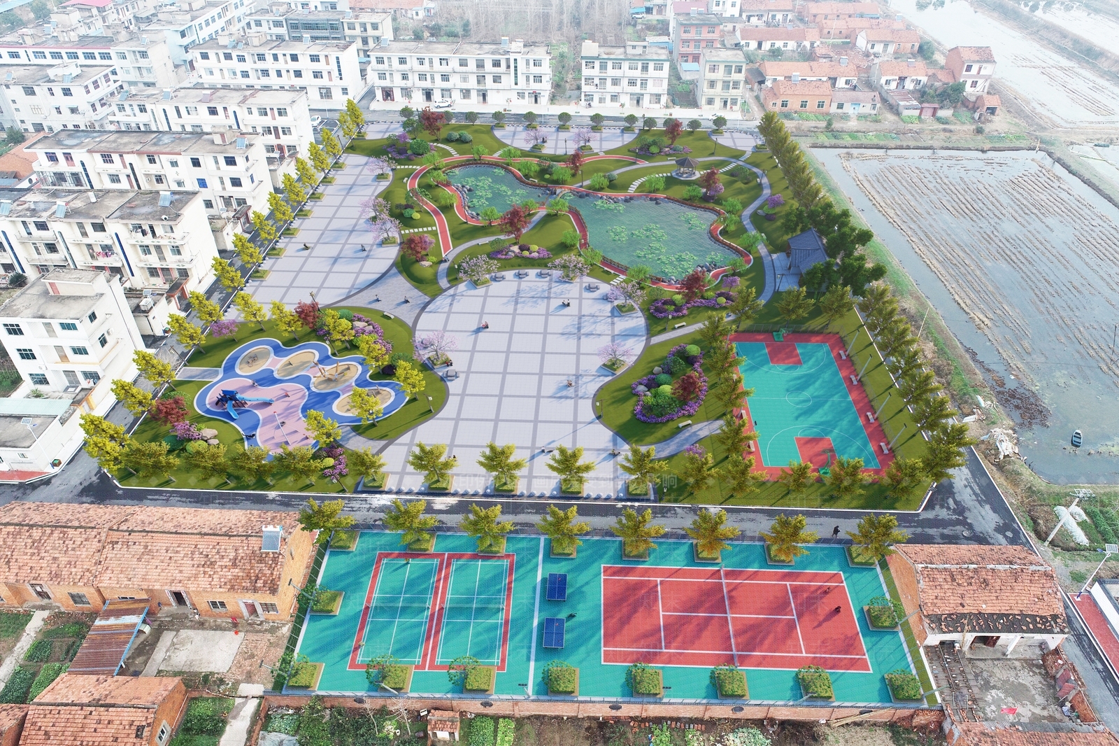 现代简约景观公园SU模型下载【ID:1174927330】