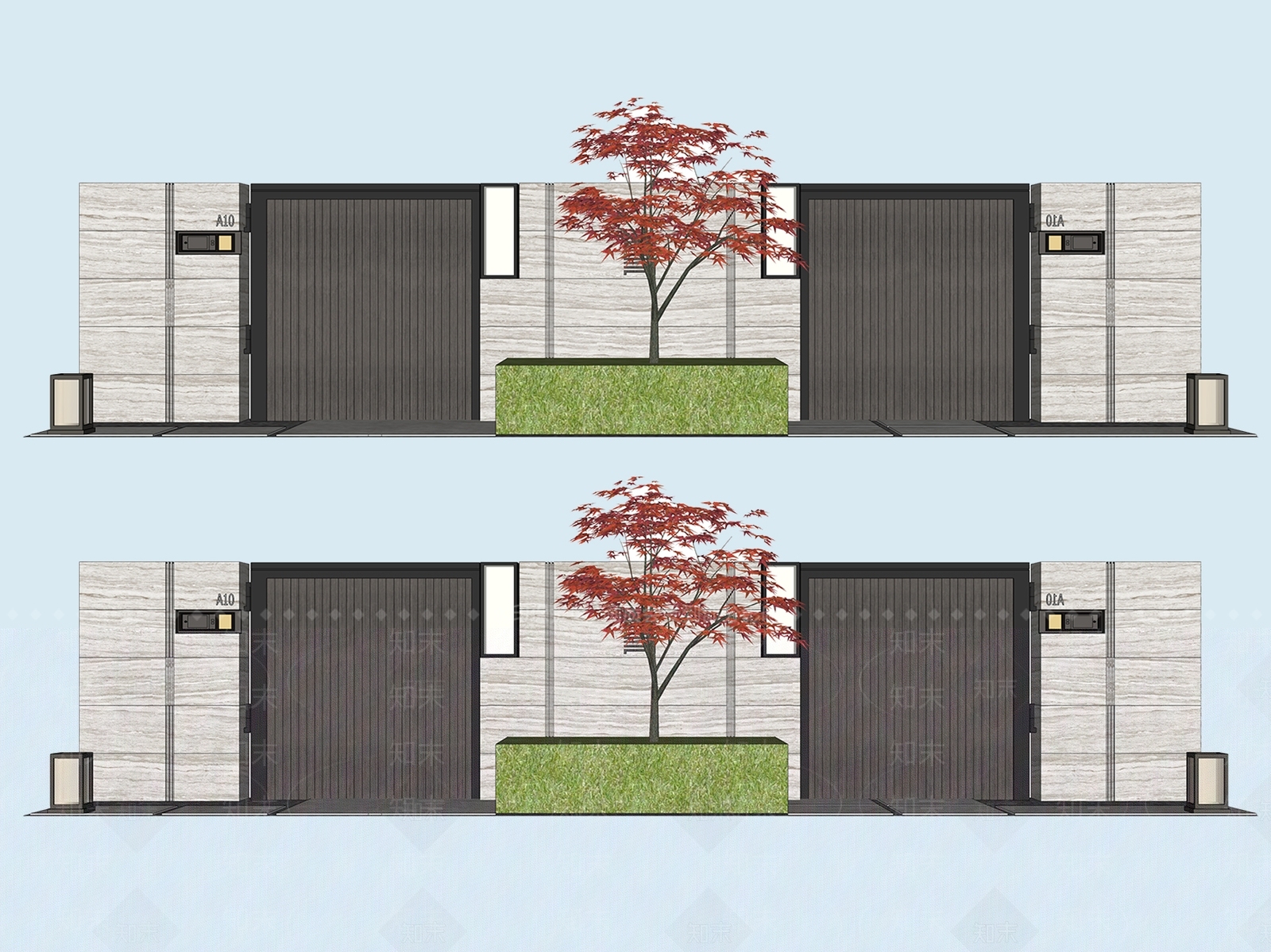 新中式庭院门SU模型下载【ID:1174929782】