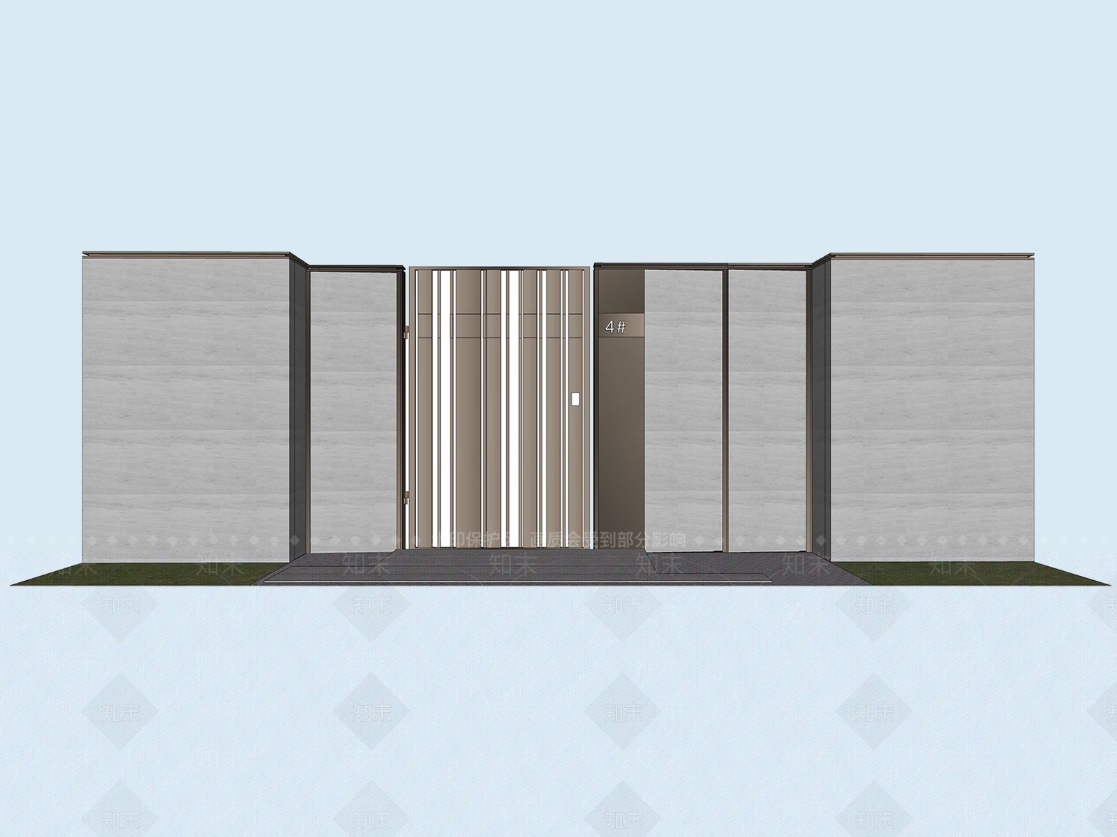 新中式庭院门SU模型下载【ID:1174929960】