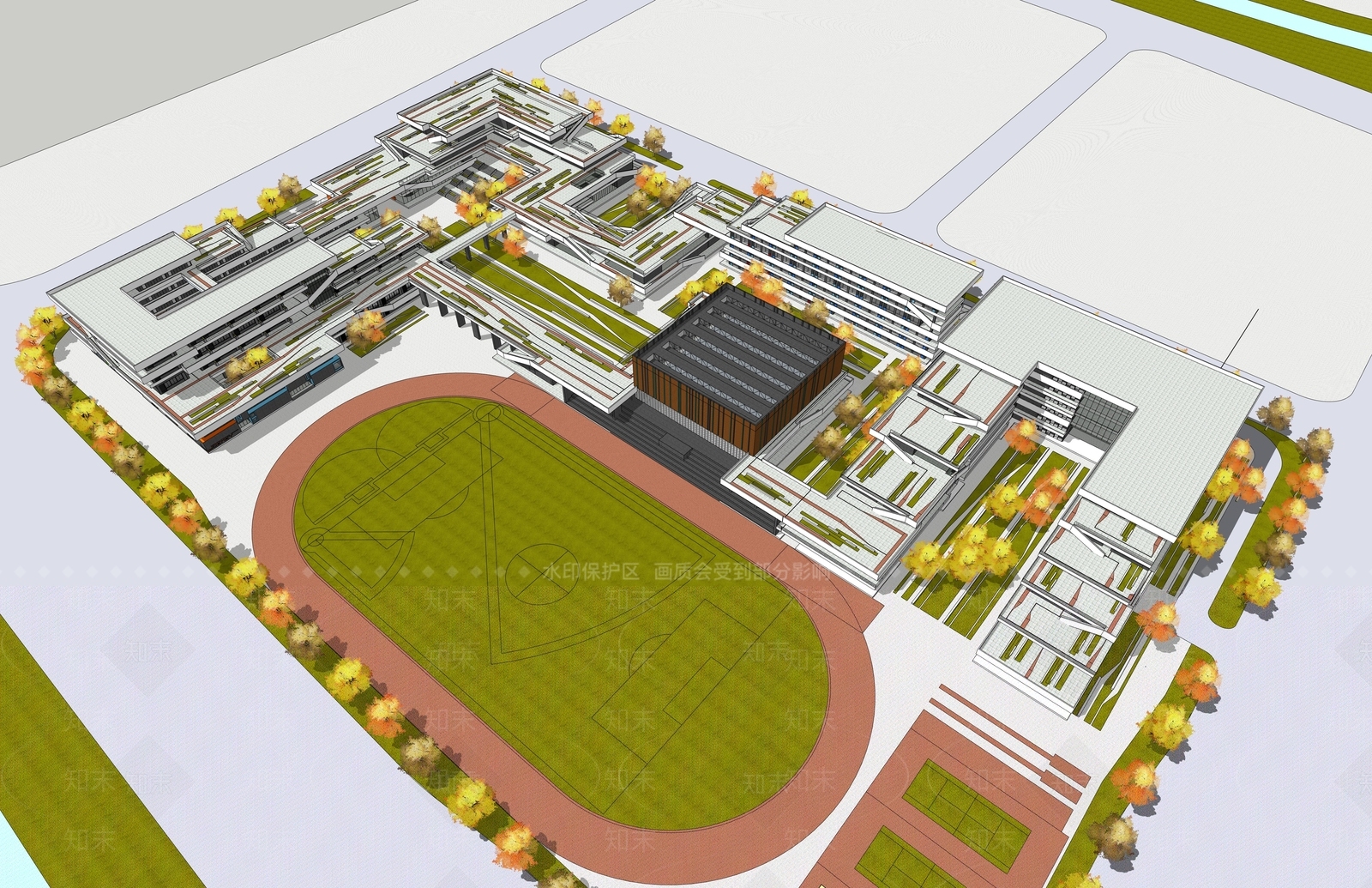 现代学校建筑SU模型下载【ID:1174930225】