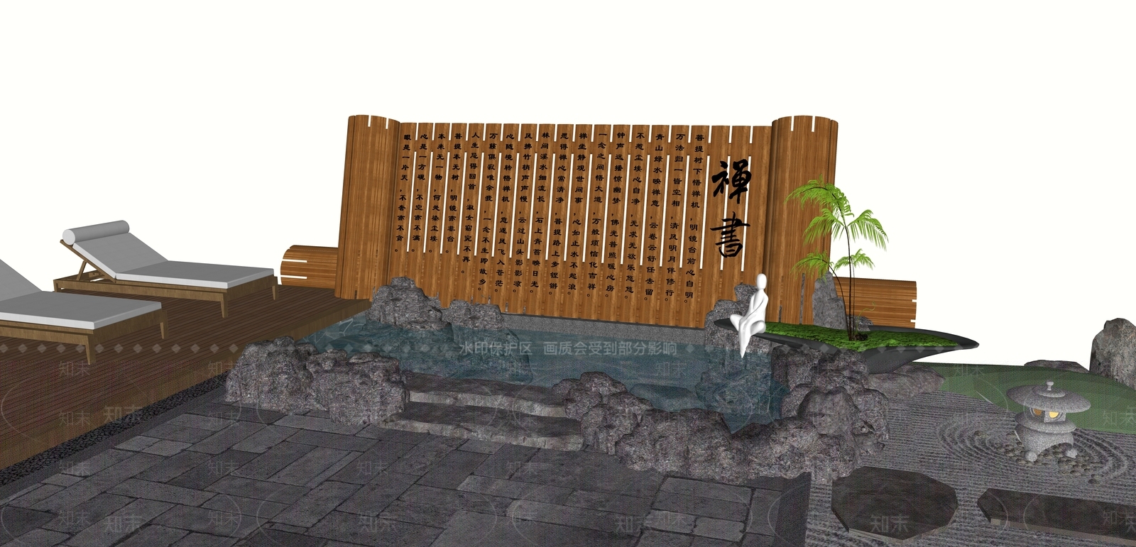 中式别墅庭院SU模型下载【ID:1174942423】