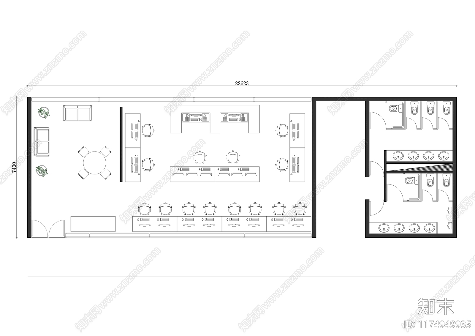 现代办公室cad施工图下载【ID:1174949935】