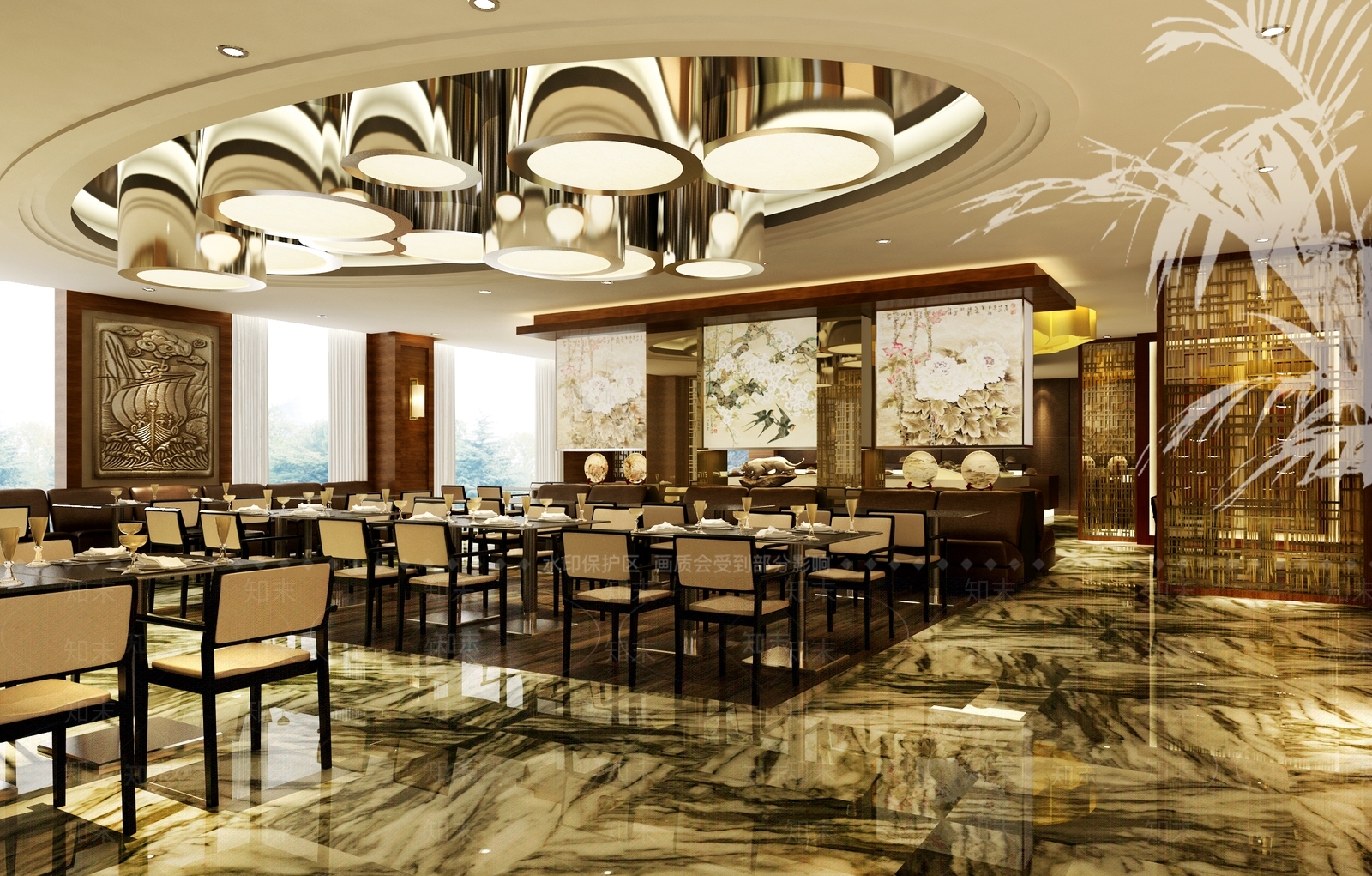 新中式中式中餐厅3D模型下载【ID:1174952013】