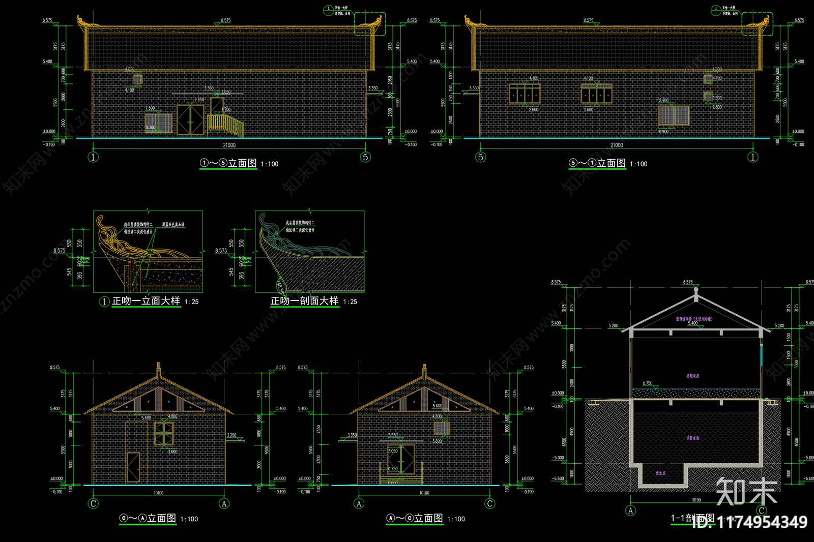 新中式中式其他建筑施工图下载【ID:1174954349】