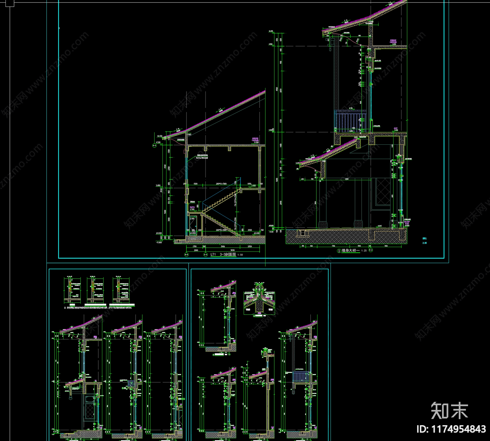 新中式中式建筑工程节点cad施工图下载【ID:1174954843】