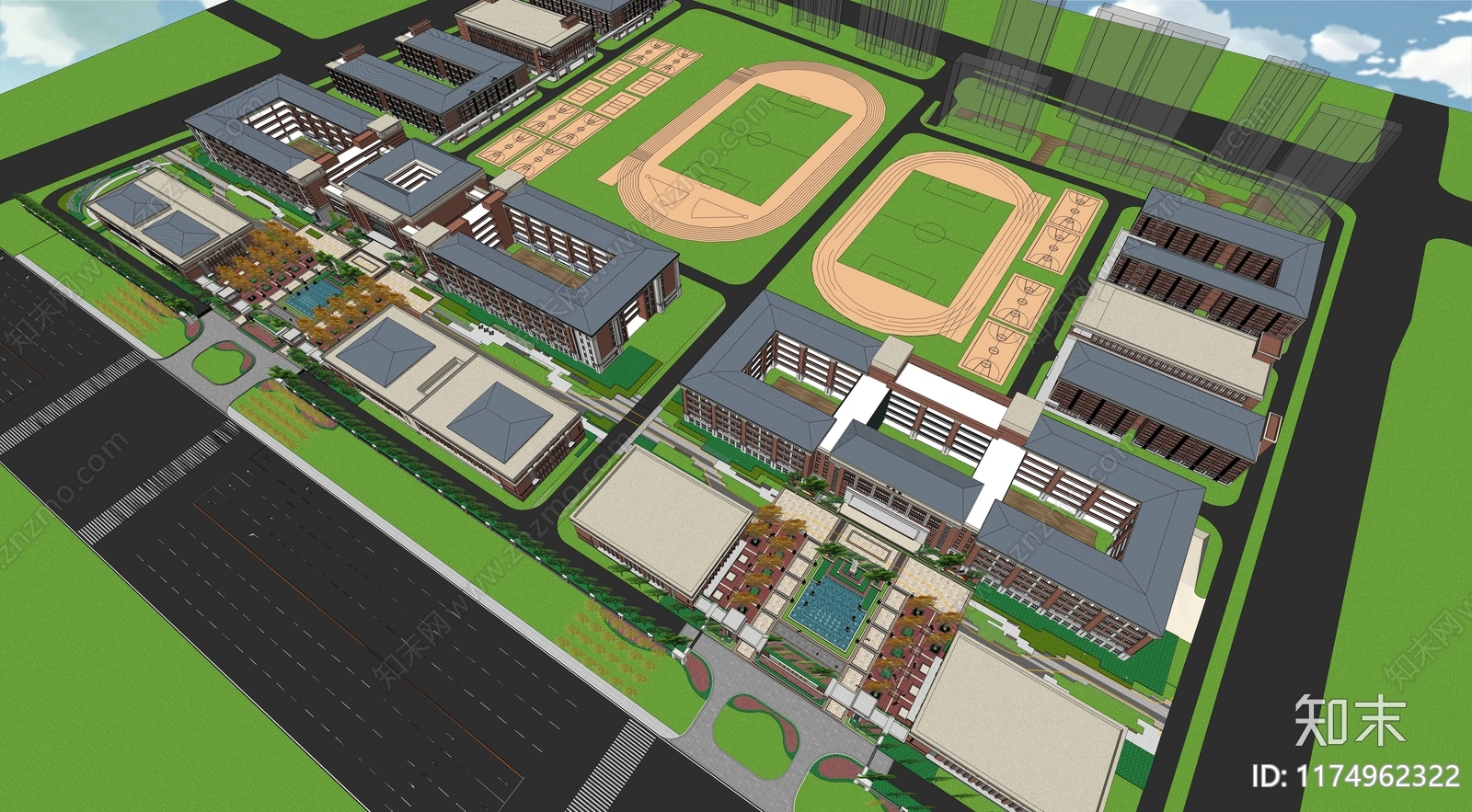 现代学校建筑SU模型下载【ID:1174962322】
