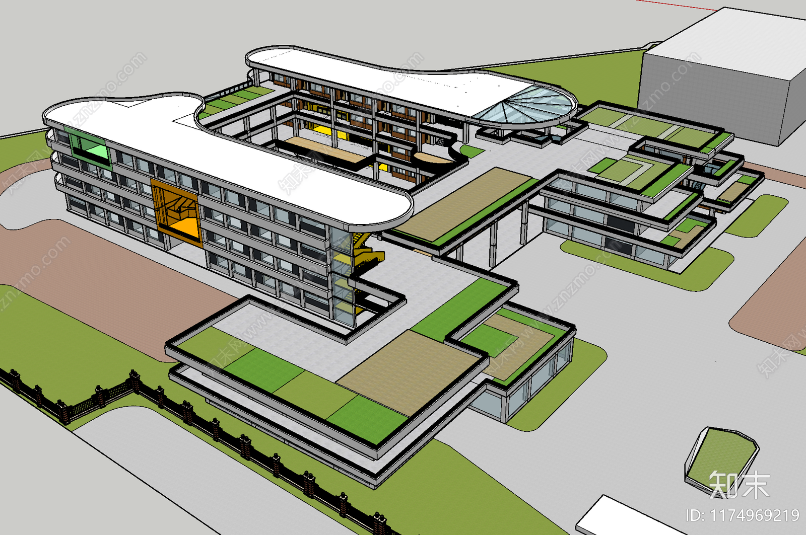 现代学校建筑SU模型下载【ID:1174969219】