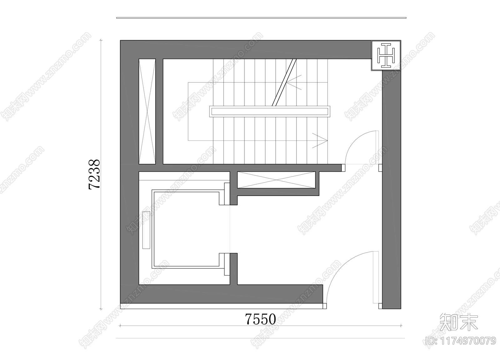 现代电梯厅施工图下载【ID:1174970079】