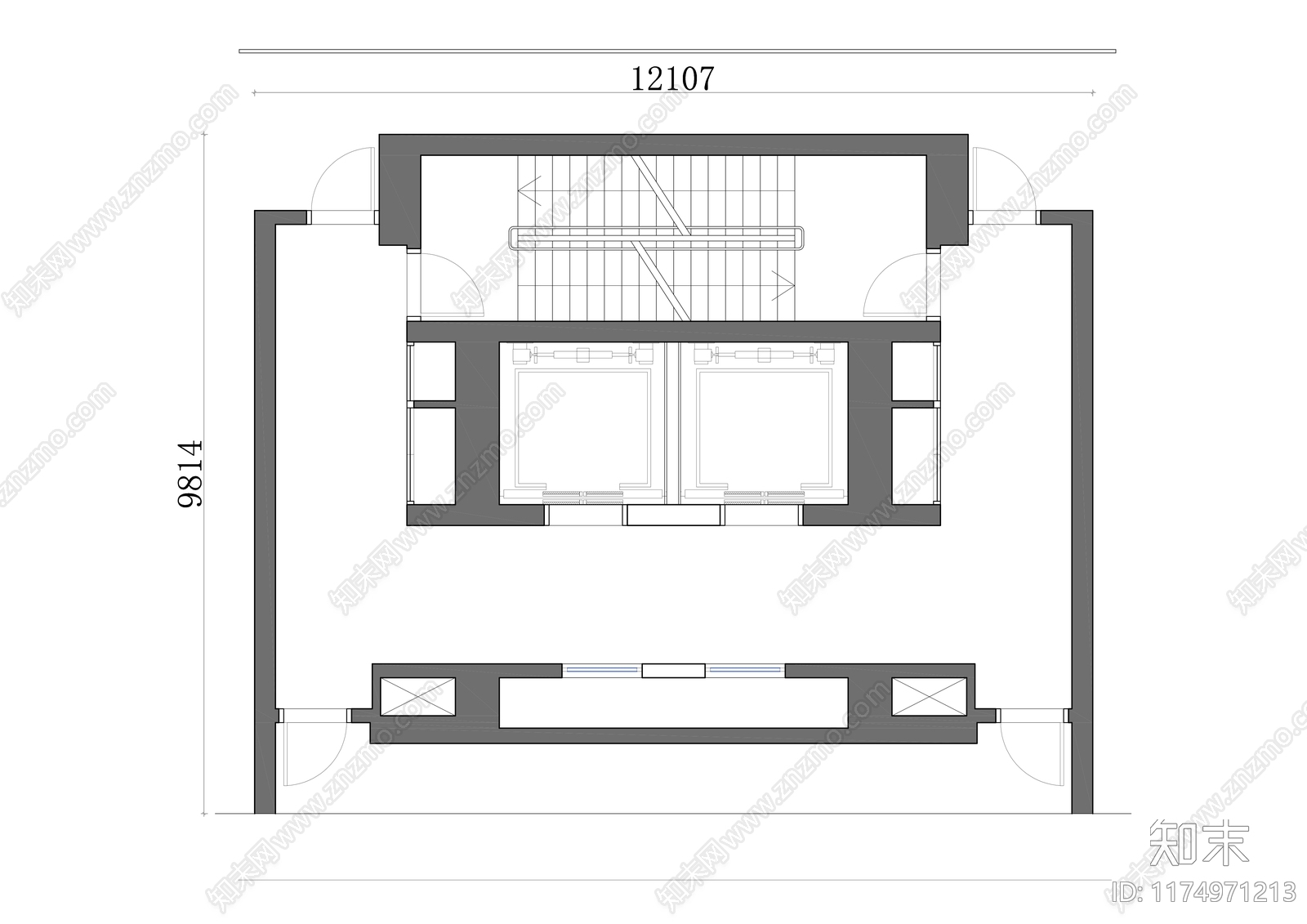 现代电梯厅施工图下载【ID:1174971213】