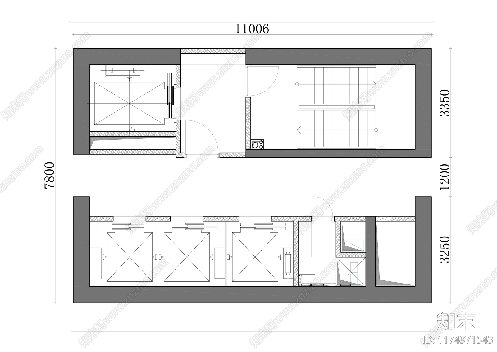 现代电梯厅施工图下载【ID:1174971543】