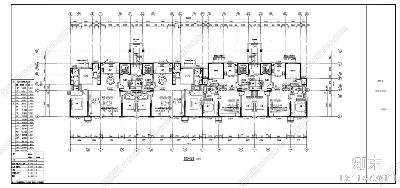 现代住宅楼建筑cad施工图下载【ID:1174978111】