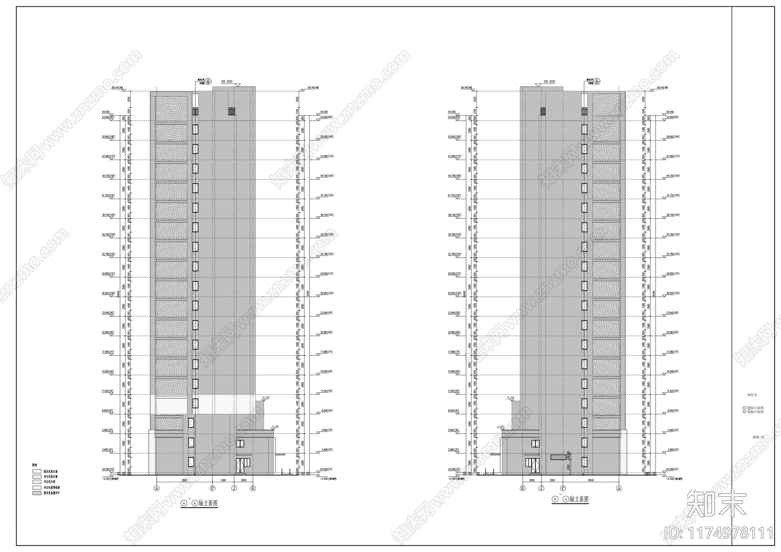 现代住宅楼建筑cad施工图下载【ID:1174978111】