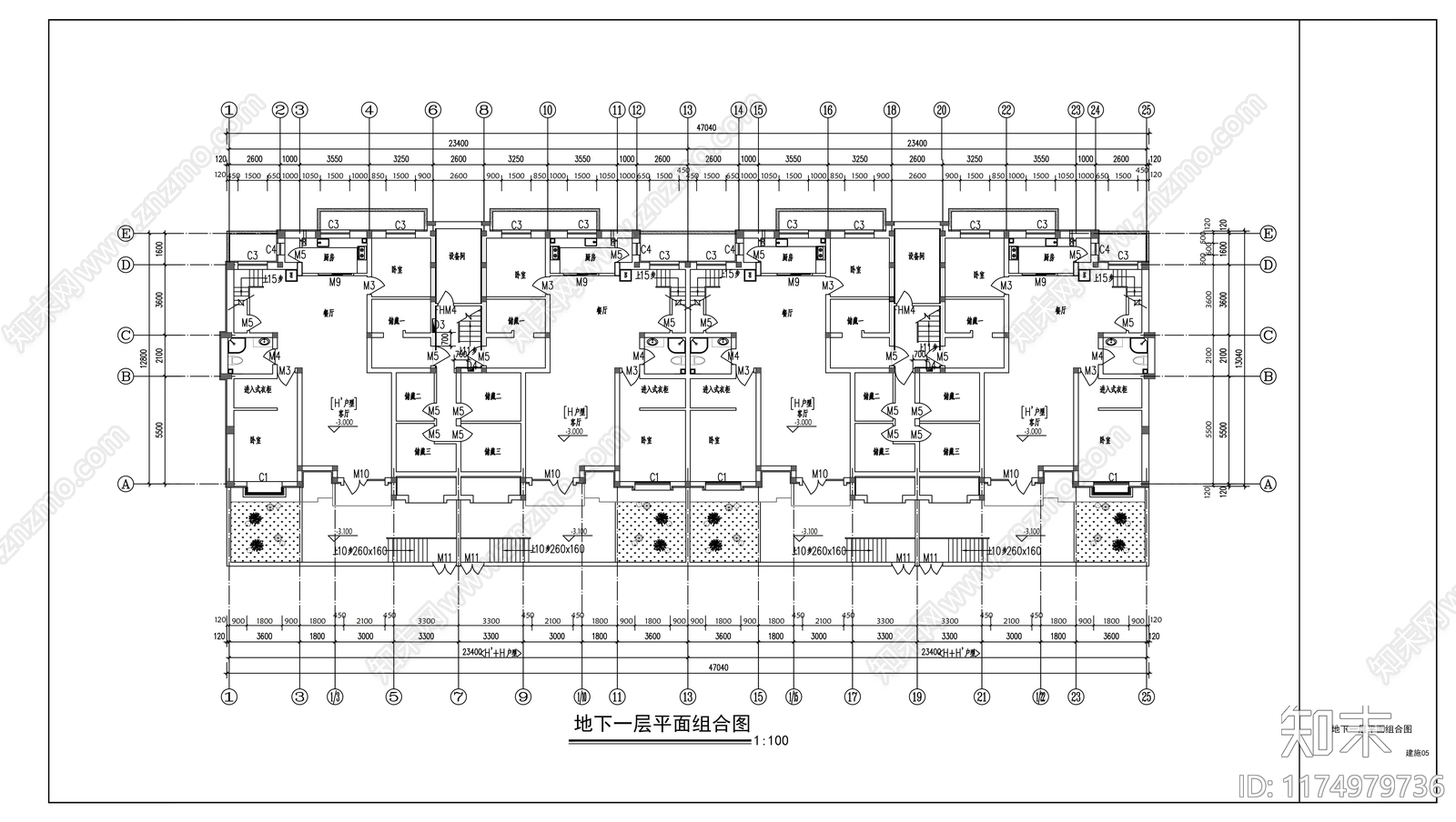 现代住宅楼建筑cad施工图下载【ID:1174979736】