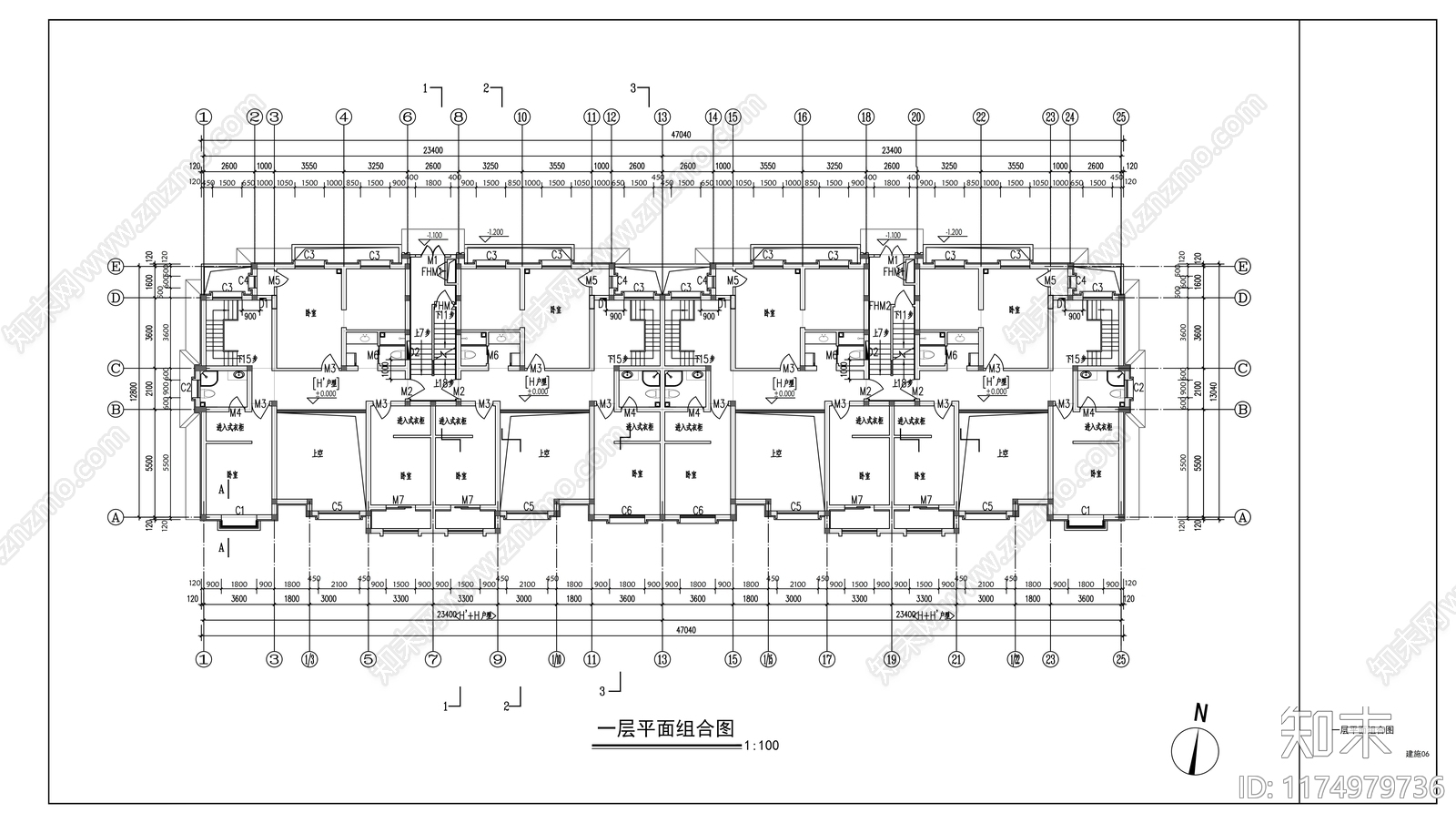 现代住宅楼建筑cad施工图下载【ID:1174979736】