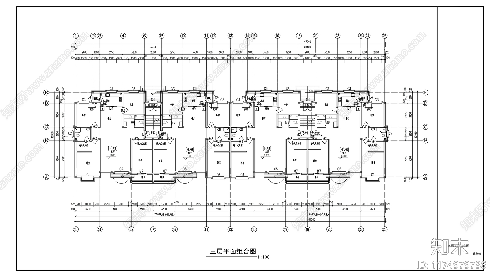 现代住宅楼建筑cad施工图下载【ID:1174979736】