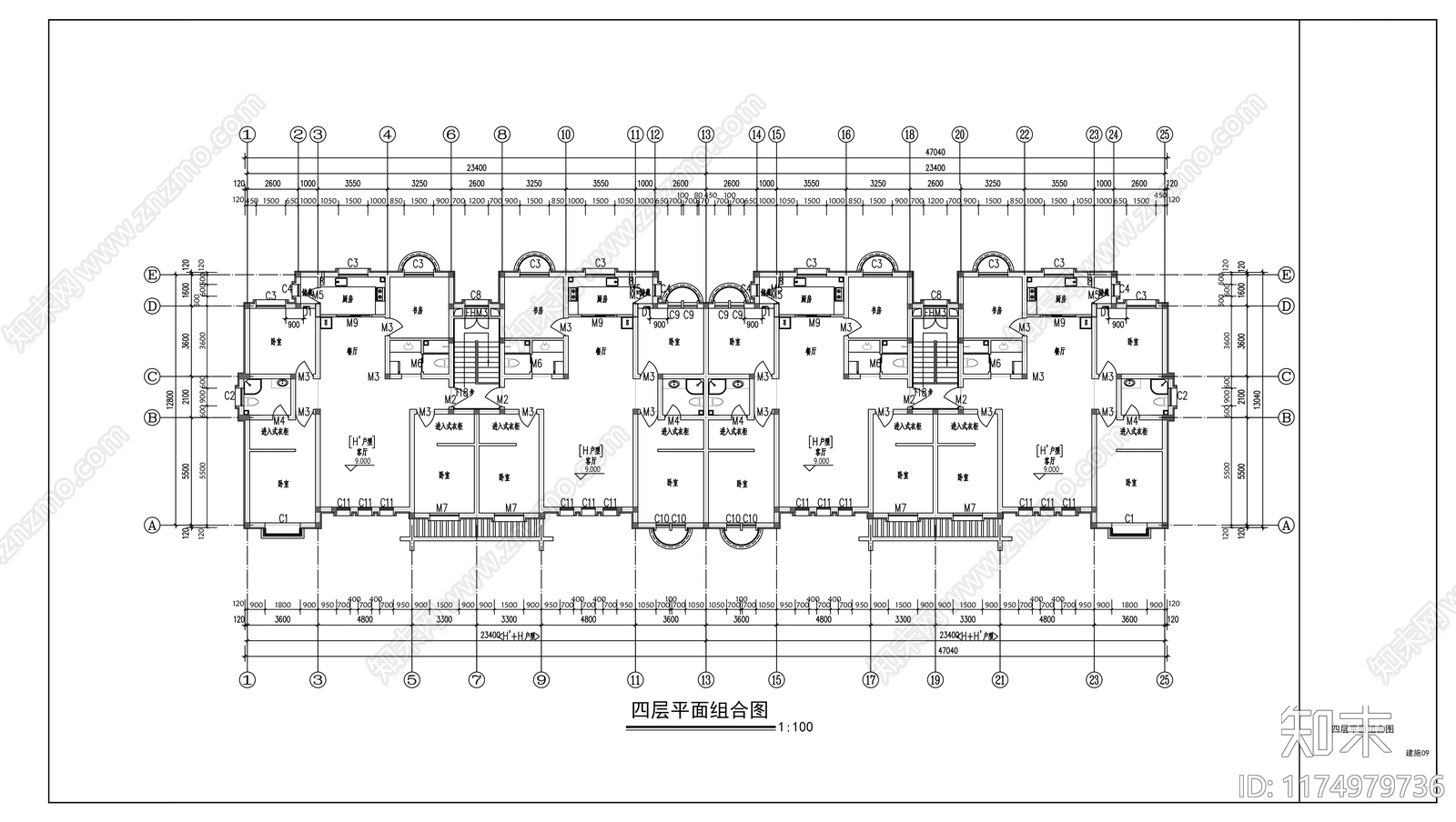 现代住宅楼建筑cad施工图下载【ID:1174979736】