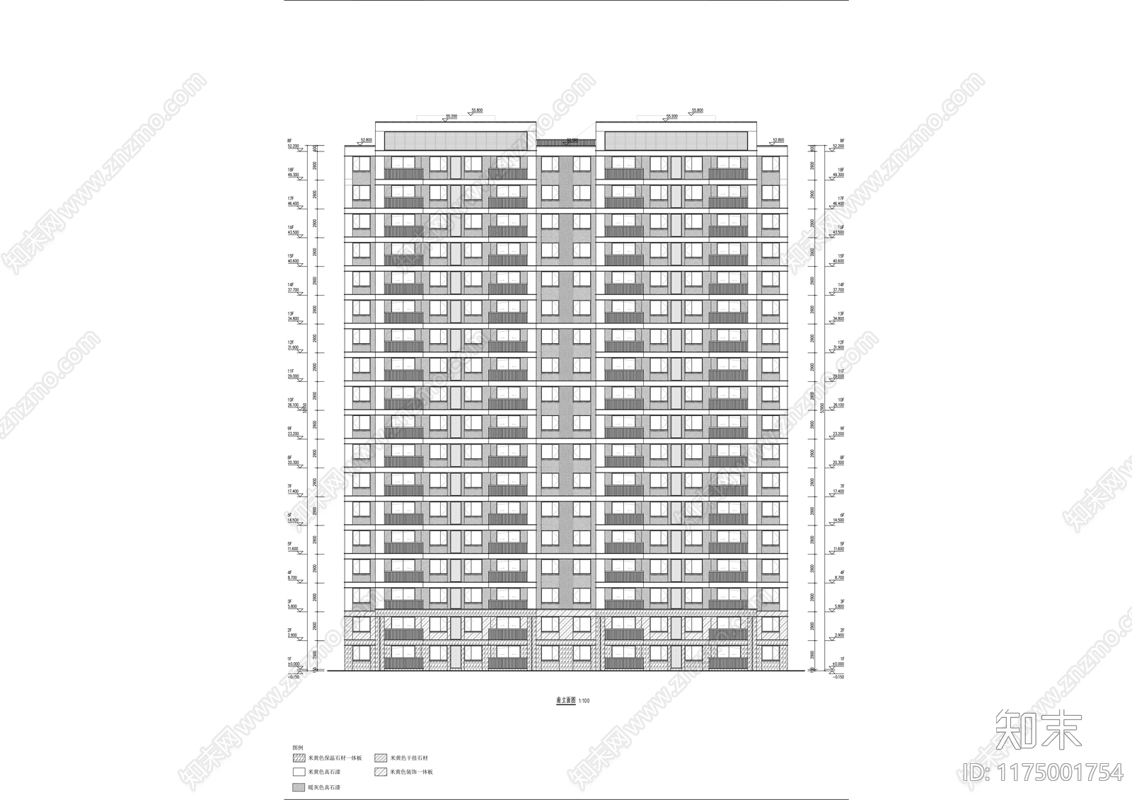 现代住宅楼建筑cad施工图下载【ID:1175001754】