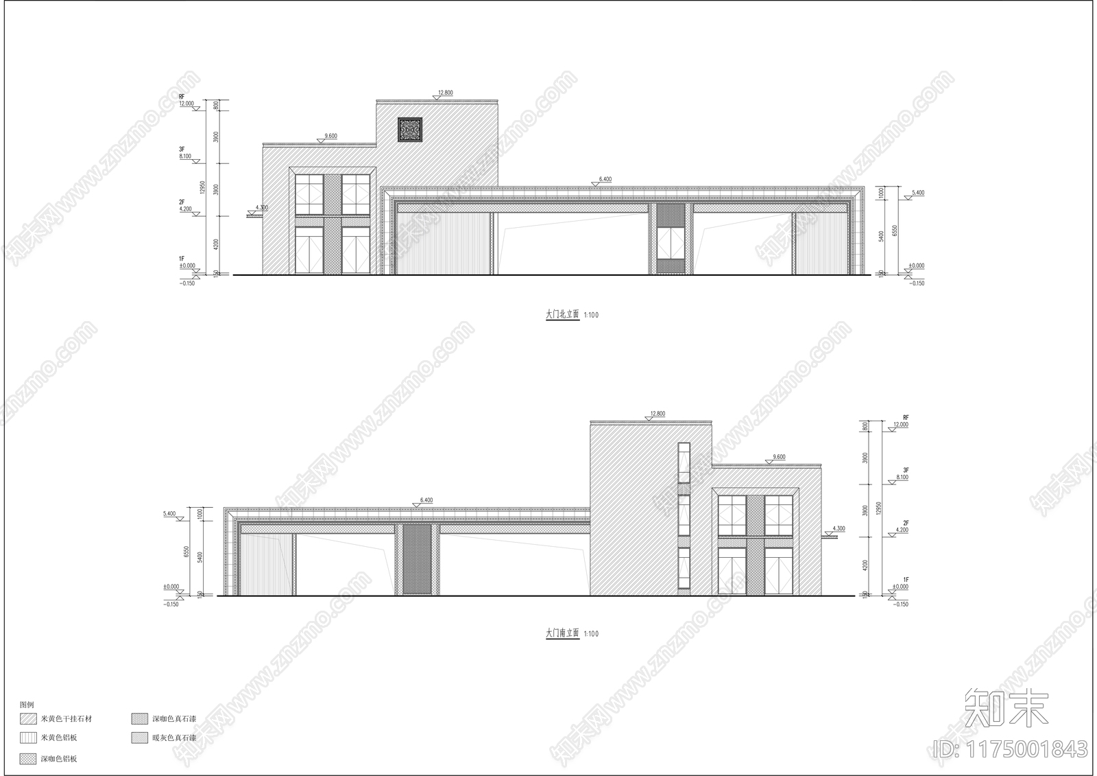 现代住宅楼建筑cad施工图下载【ID:1175001843】