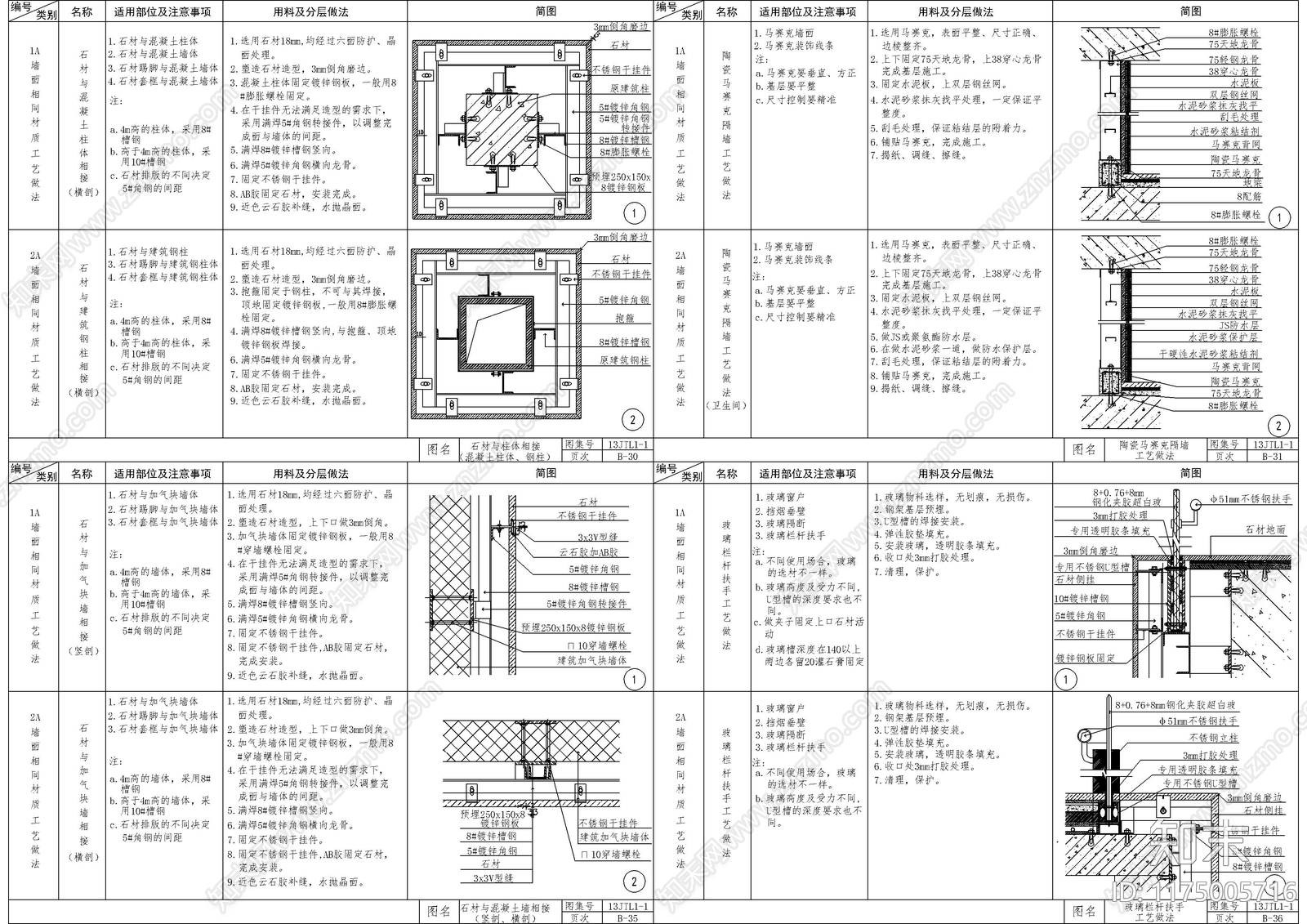 现代墙面节点cad施工图下载【ID:1175005716】