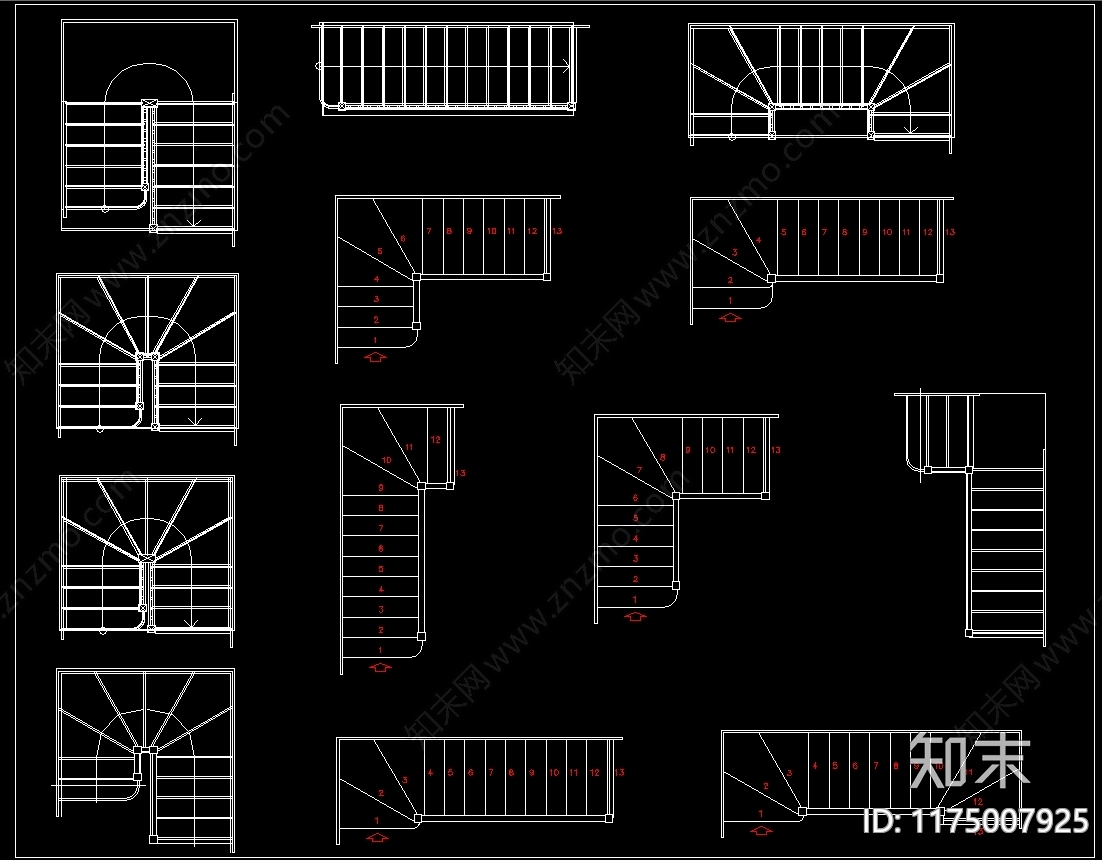 现代楼梯节点cad施工图下载【ID:1175007925】