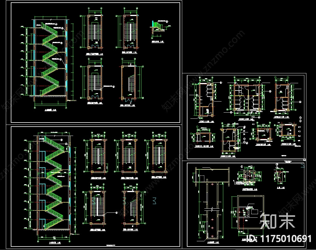 现代楼梯节点施工图下载【ID:1175010691】