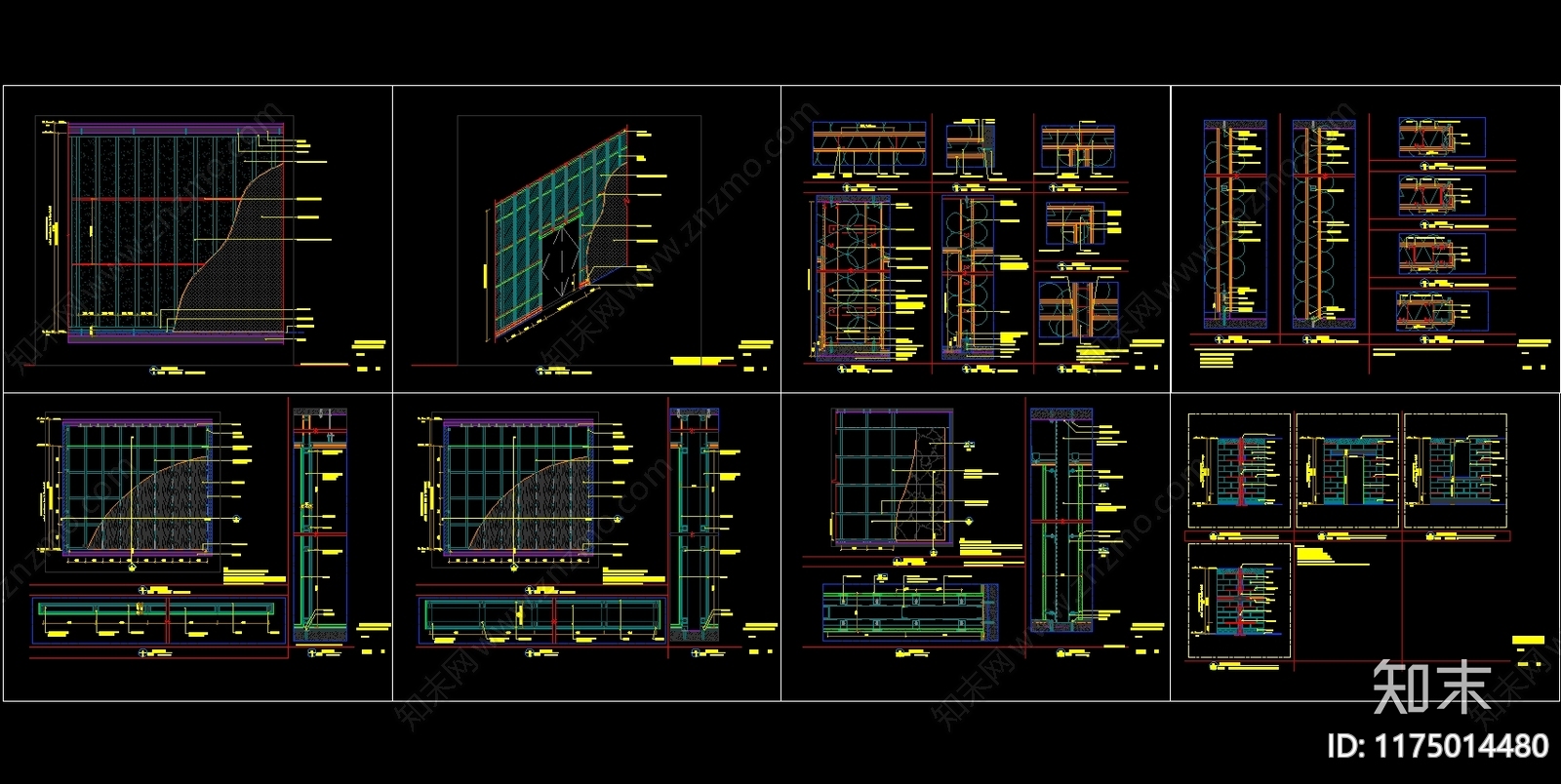 现代墙面节点施工图下载【ID:1175014480】